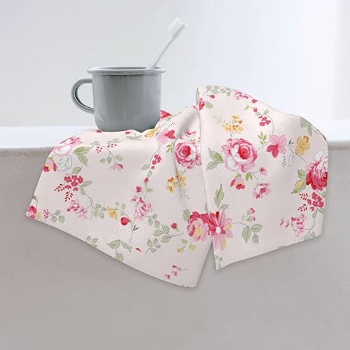 Miniatura 6 de SUPLUCHOM Toalla de mano con flores rosas y flores elegantes para baño, cocina, toallas de baño de microfibra de 16 x 27.5 pulgadas, suave,