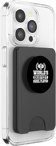 Miniatura 4 de Worlds Okayest Padel Racquet Paddle Player PopSockets PopWallet for MagSafe