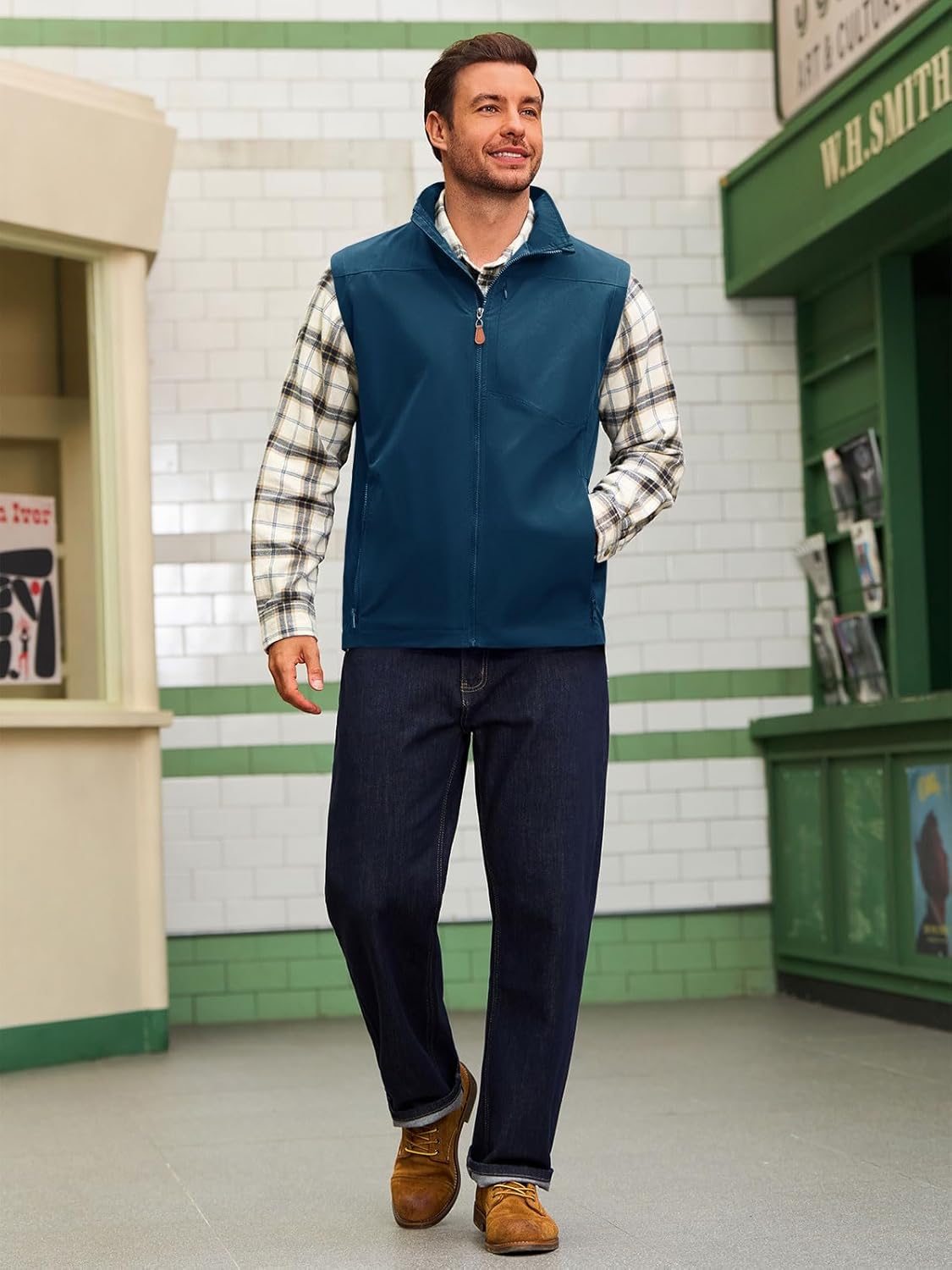 Yousify Mens Waterproof Softshell Vest Full Zip Sleeveless Jacket Lightweight Fleece Outerwear for Cycling Hiking Outdoor - Image 6