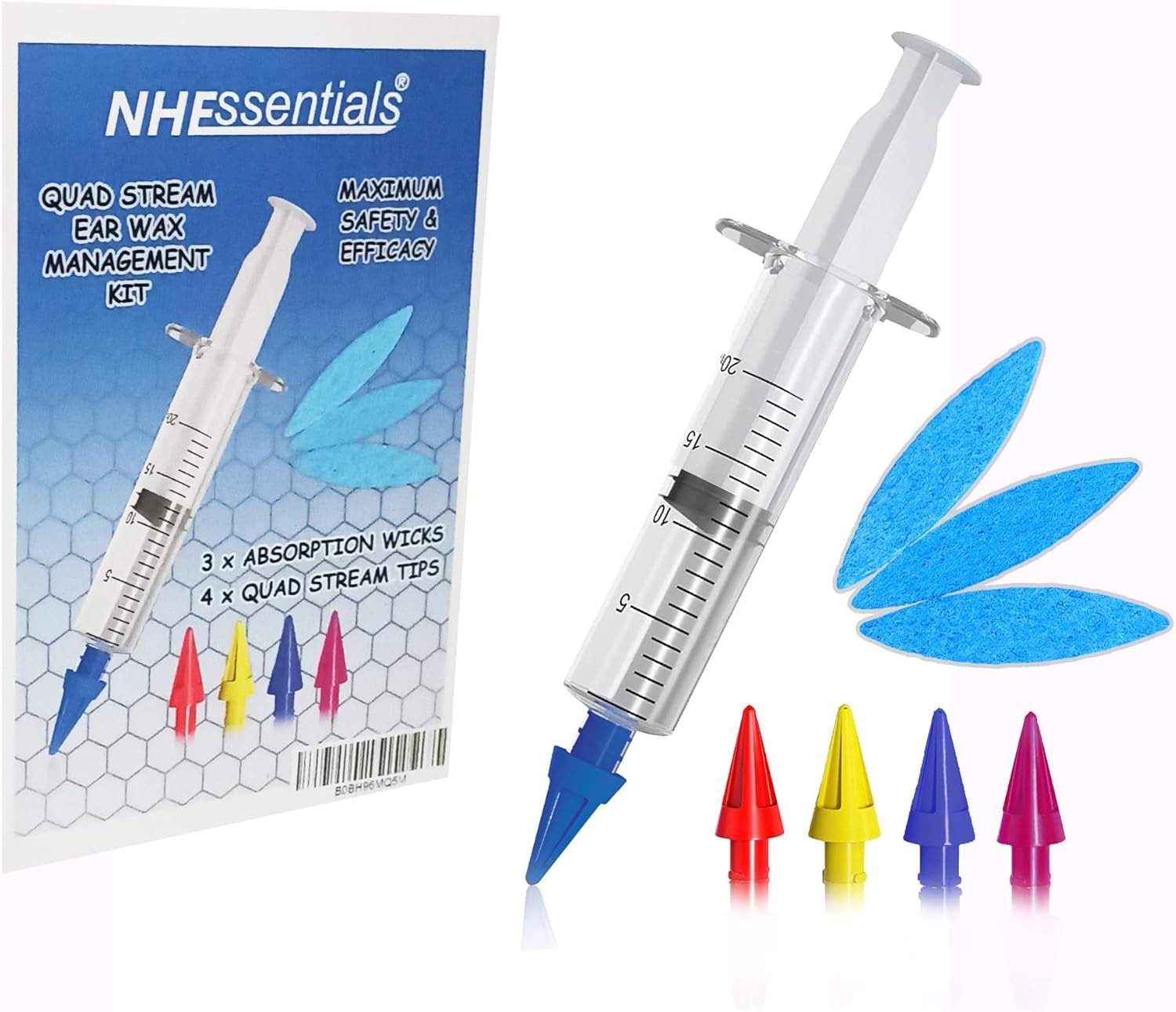 Ear Wax Removal Syringe 20ML Capacity with 4 Soft Silicone Quad Tips
