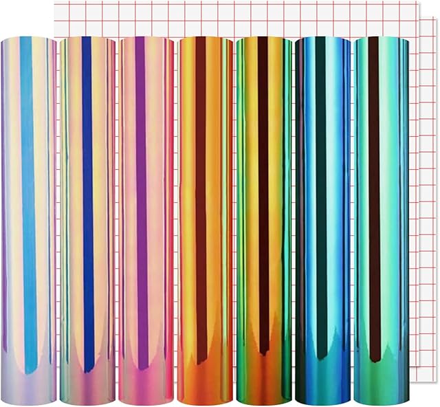 Lya Vinyl 9 Pack Holographic Vinyl for Cricut - 12" x 12" Permanent Self Adhesive Holographic Vinyl Sheets for Decor Sticker, Party Decoration, Car Decal