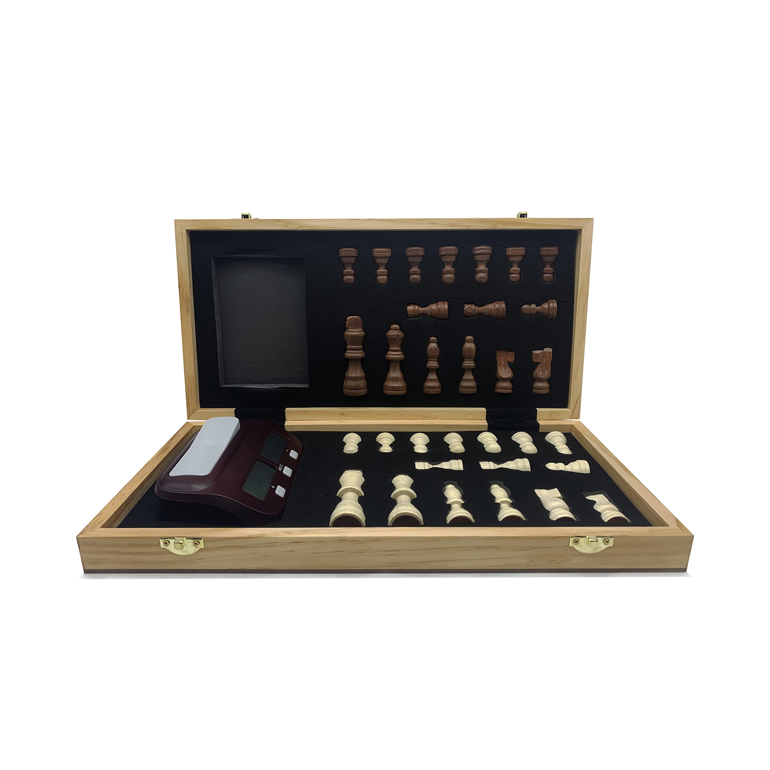 Jeu D'échecs Magnétique DOJA Barcelona - Échiquier Bois Avec Minuterie Numérique - Set Voyage Pliable