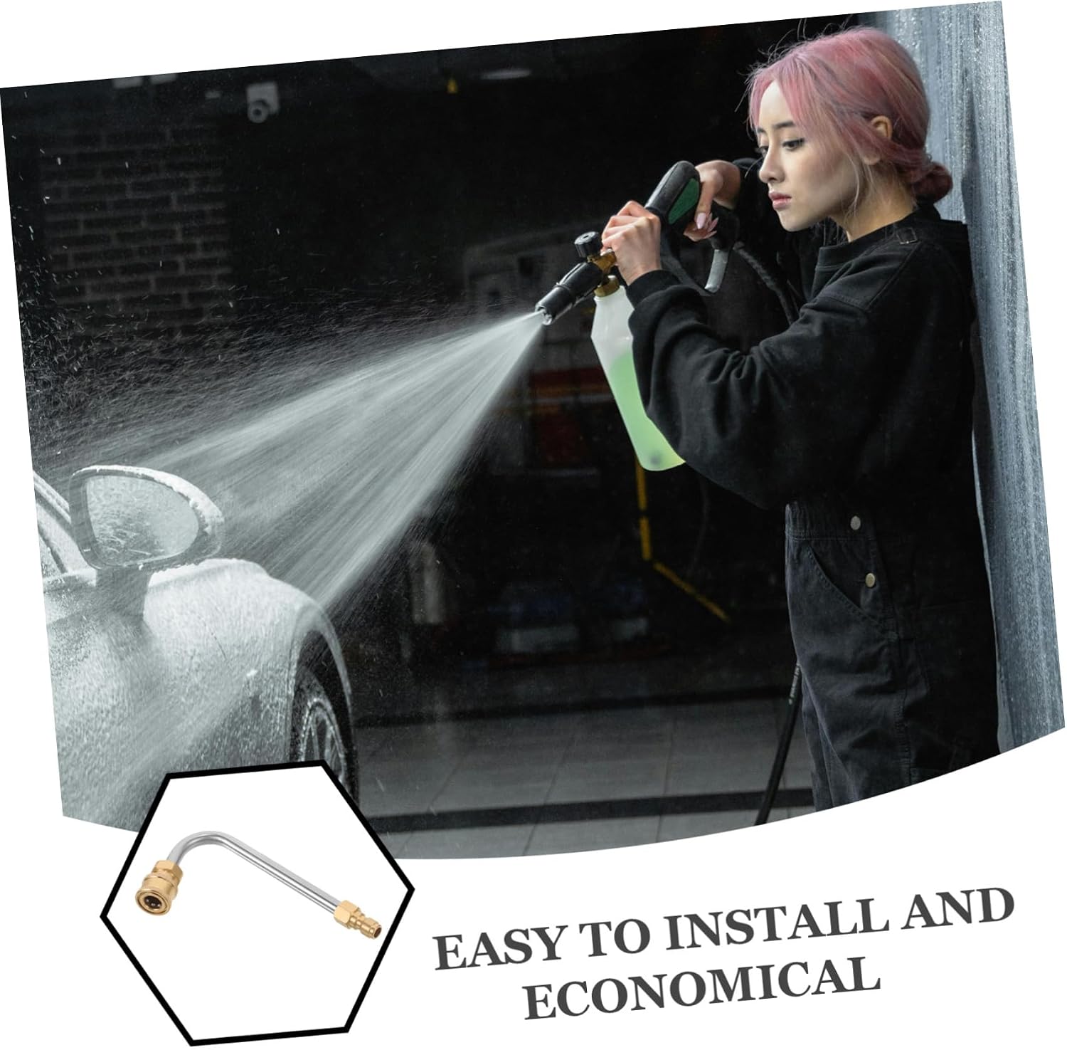 High Pressure Washer Extension Wand Curved Rod Fitting for Pressure Washers Quick Connect Accessory Compatible with Pressure Washers Durable