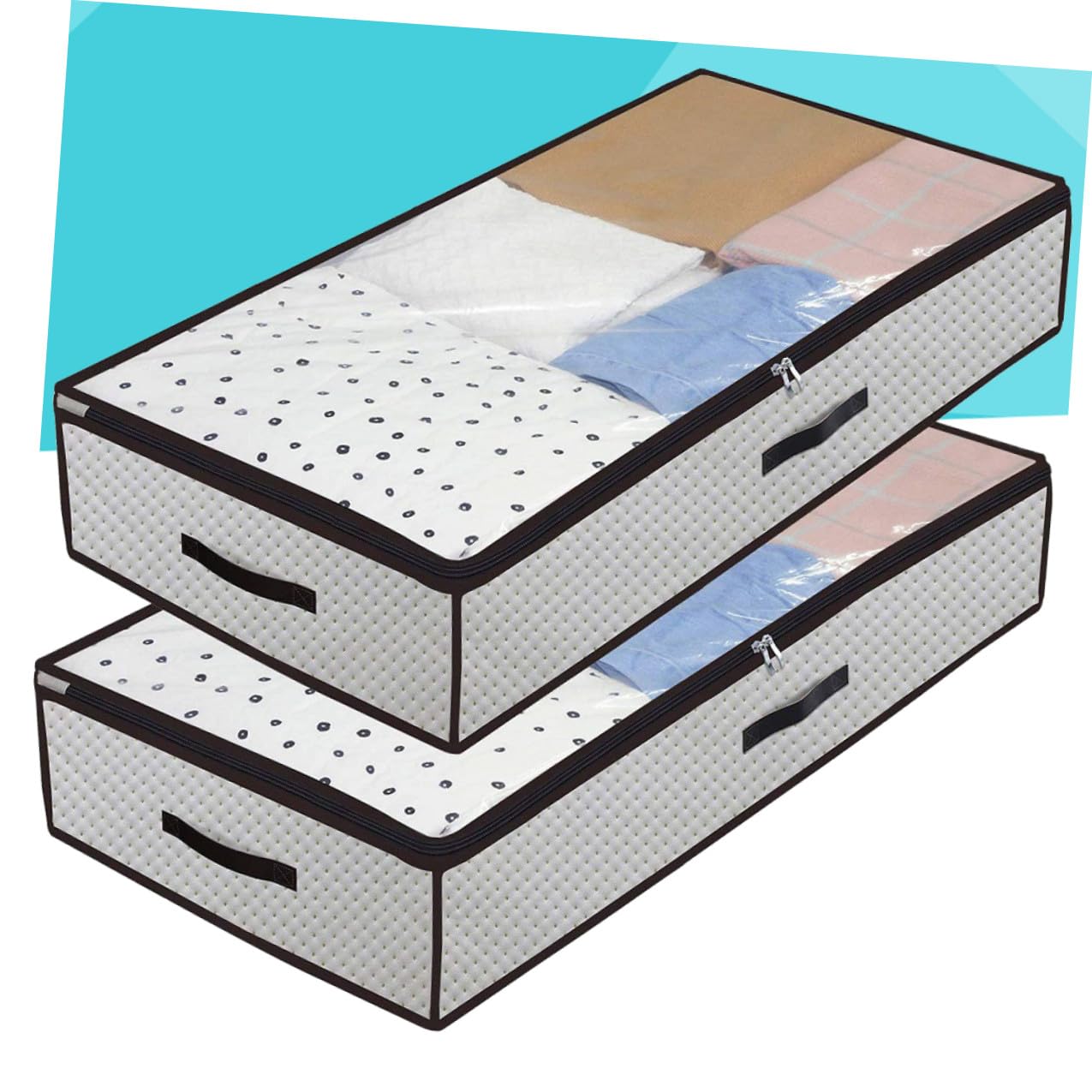 Cabilock 2piezas Cajas de Almacenamiento para Edredones y Ropa de Hogar Organizadores de No Tejida Contenedores Impermeables para Guardar Ropa Armarios