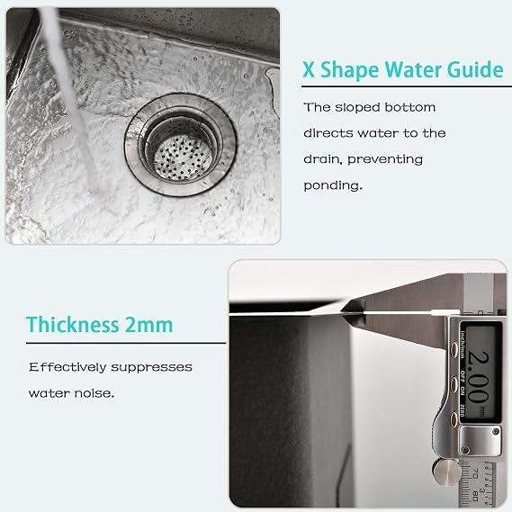 304 Stainless Steel Kitchen Sink, 30x40cm, BoomHoze Undermount Single Bowl