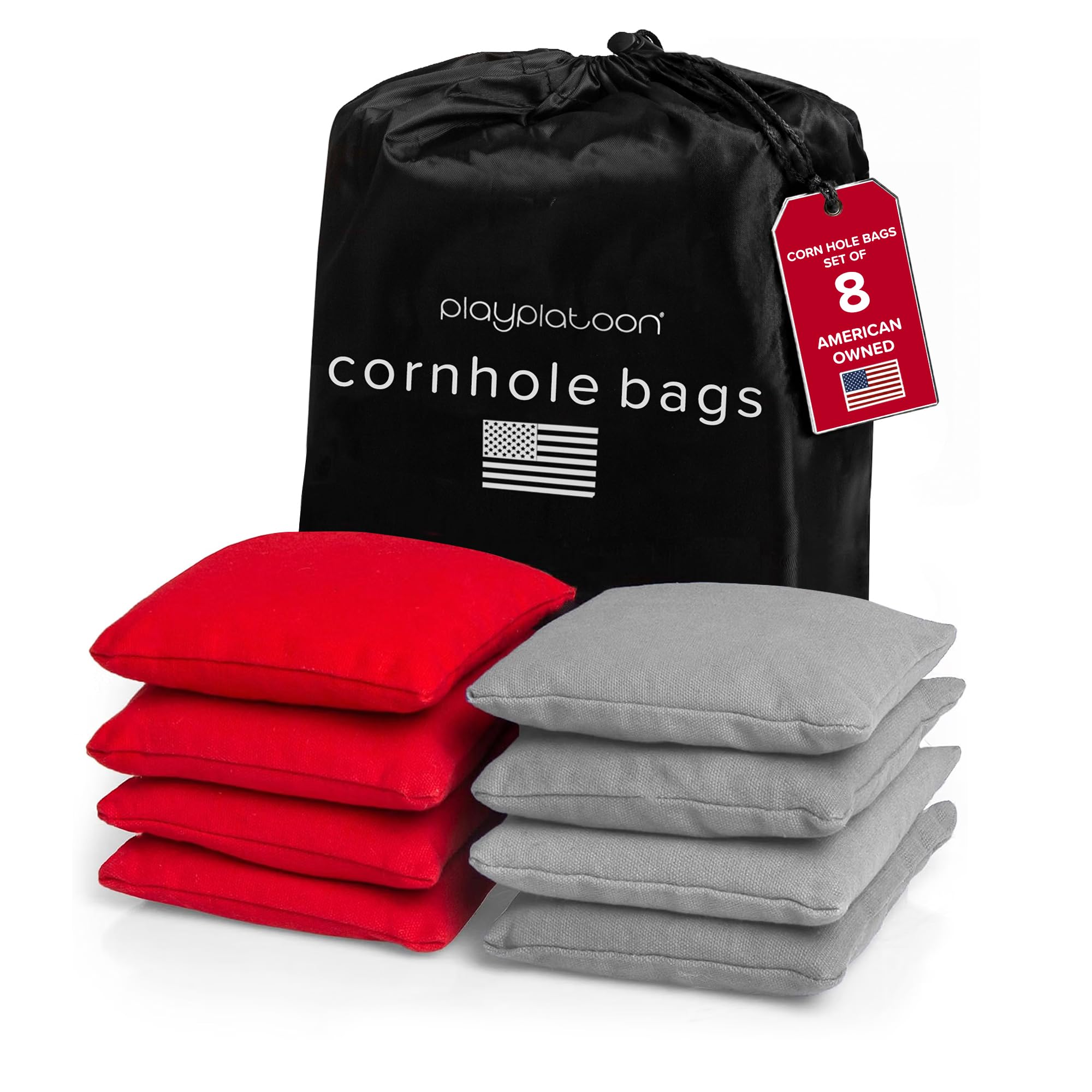 Play Platoon Cornhole Bags Set of 8 Regulation Size &amp; Weight Duck Cloth