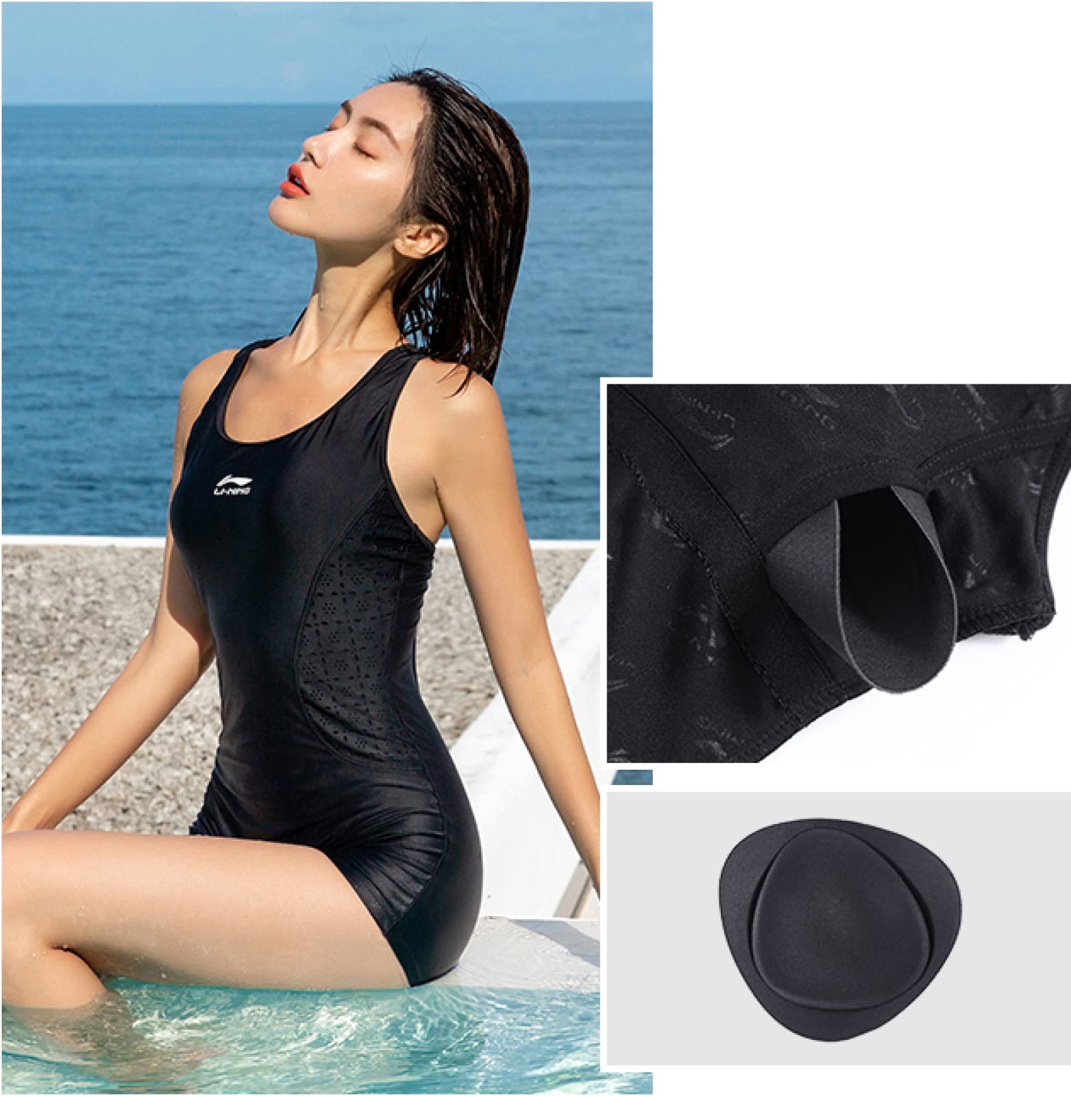 Costumi da Bagno Interi da Donna Costumi da Bagno Sportivi Costumi Interi da Donna Atletici Boyleg Costumi da Bagno Sportivi,Black-3XL