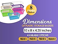 Vista 6 de YBM HOME Cesta de almacenamiento perforada de plástico, cajón de oficina, estante de escritorio, bandeja organizadora 32-1184 (3, azul)