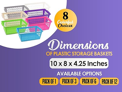 Miniatura 6 de YBM Home Paquete de 3 cestas de almacenamiento de plástico para cajones de oficina, escritorio y aula, organizador multiusos perforado para