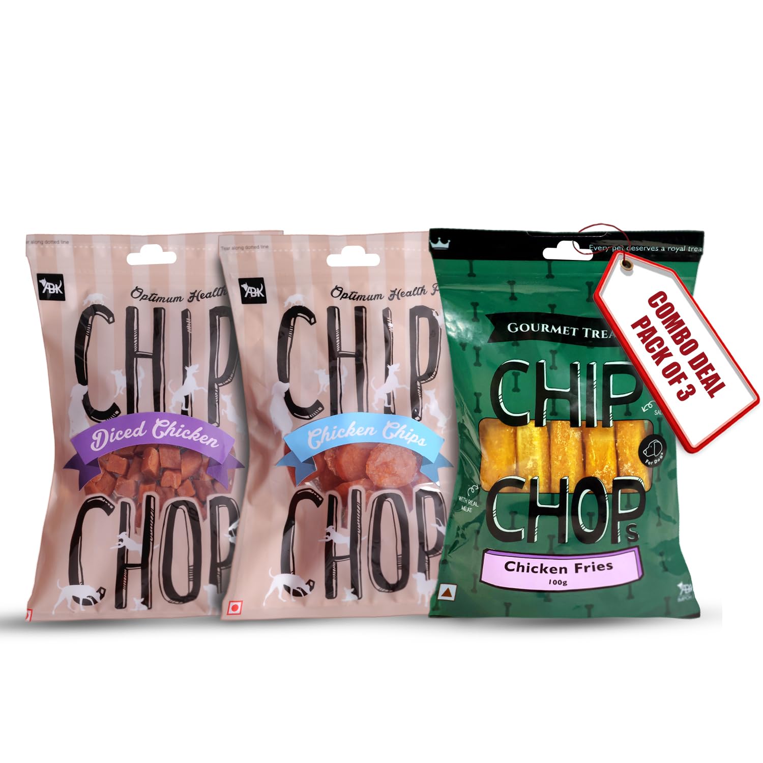 Combo of Chip Chops Diced Chicken, Chicken Chips and Gourmet Chicken Fries, Highly Nutritional & Digestible, for All Dog Breeds and Life Stages-(Pack of 3) (B0C8537XN1) Amazon Price History, Amazon Price Tracker