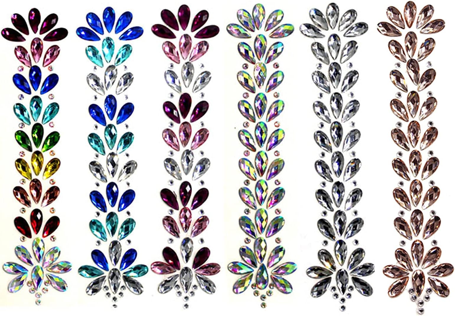JK HomeHair Gems Tattoo Stickers, Mermaid Rhinestone Glitter Tattoos Eyes Forehead Face Body Tears Jewels Stickers with Self Adhesive Crystal For Music Festival Party DIY Body Art