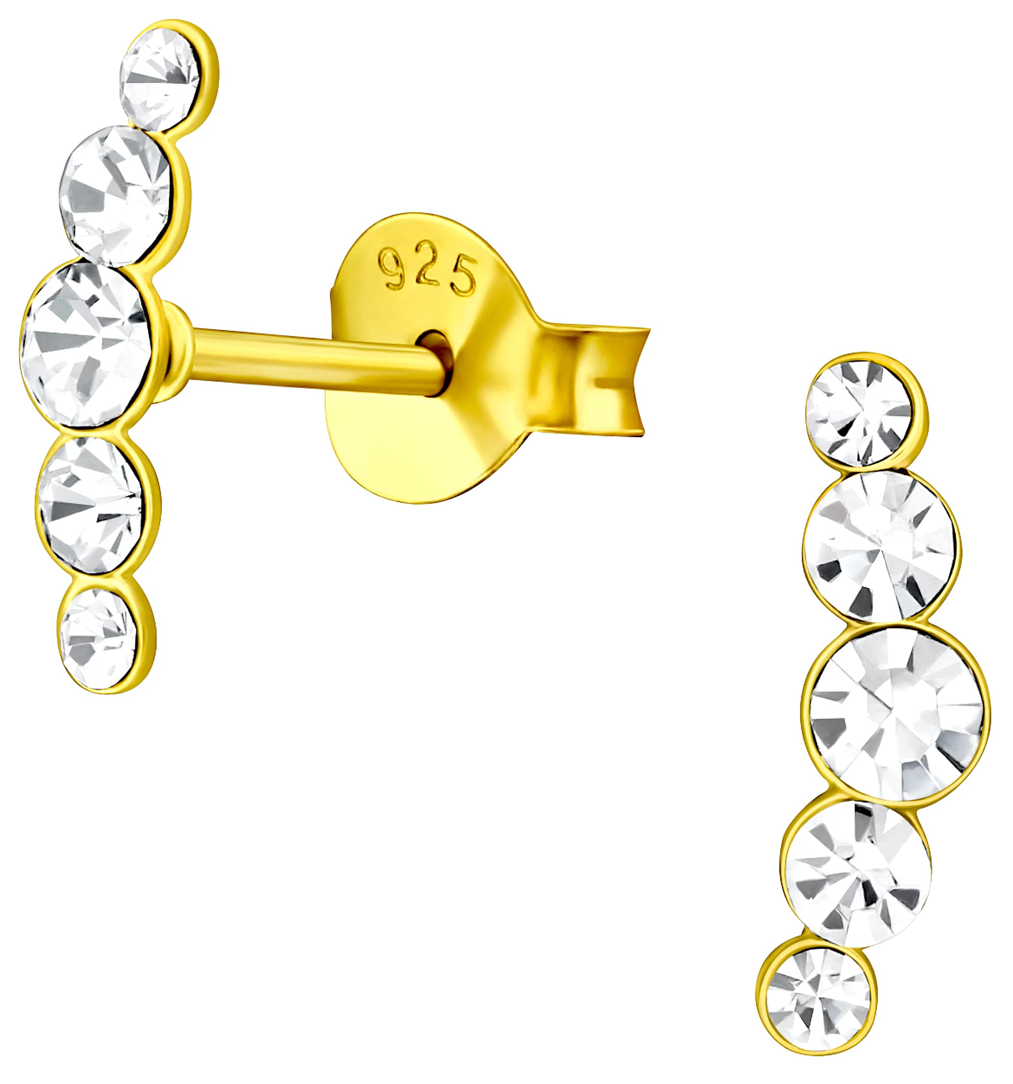 Via Mazzini 92.5-925 Sterling Silver Gold Plated Arc Crystal Stud Earrings for Women And Girls Pure Silver (ER0318) (B09JWMKTKX) Amazon Price History, Amazon Price Tracker