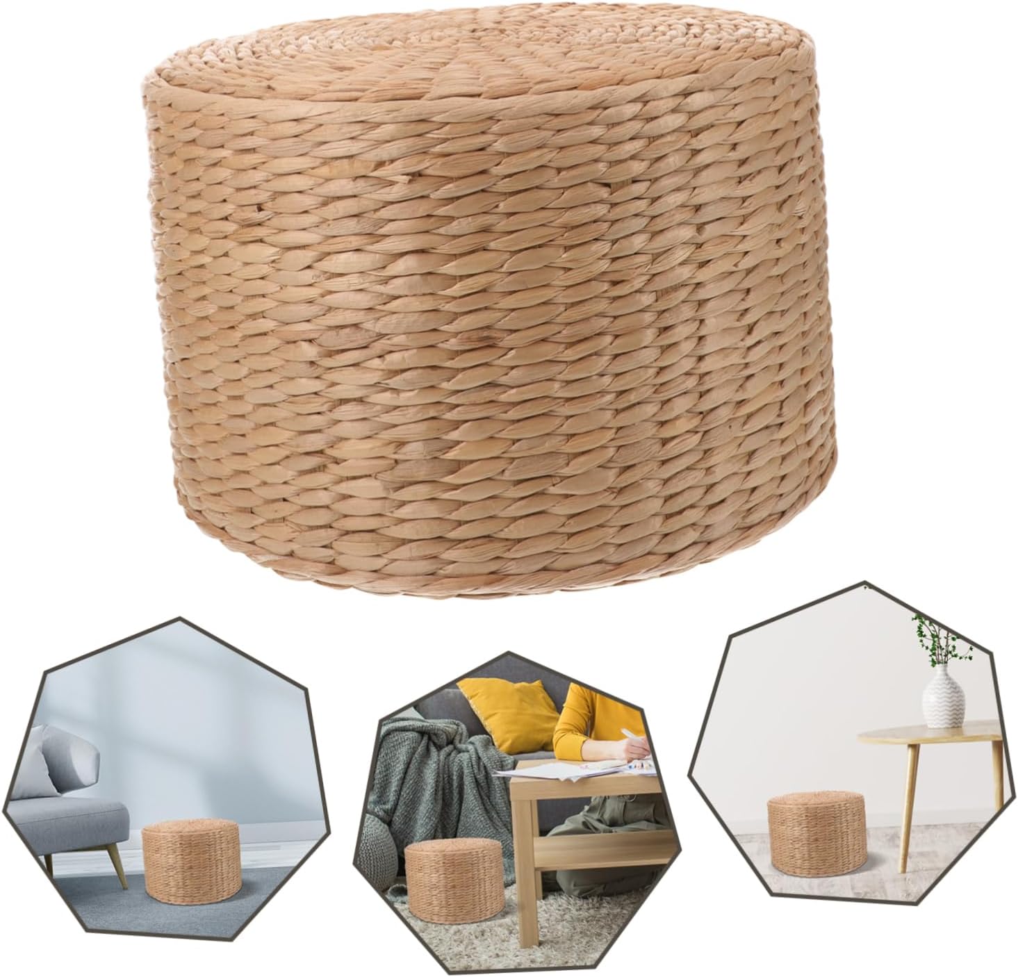 VICASKY Lightweight Woven Shoe Changing Stool Handwoven Grass Small Step Stool for Garden Patio Courtyard Practical Portable Footrest for Boys