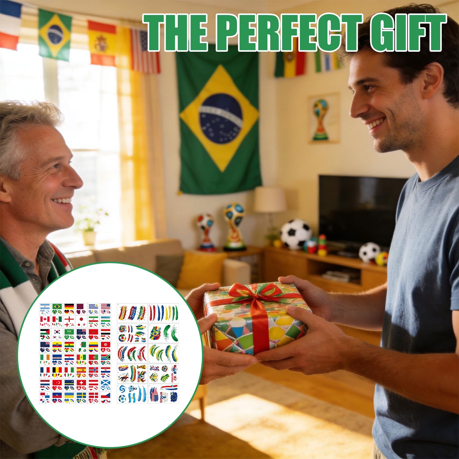 World Cup 2026 Soccer Tattoos, 10 Sheets Oil Painting Style，48sheets Temporary Tattoos Country Flag Face Stickers Waterproof National Flag Tattoos,Suitable for fans of all ages a total of 58 pieces