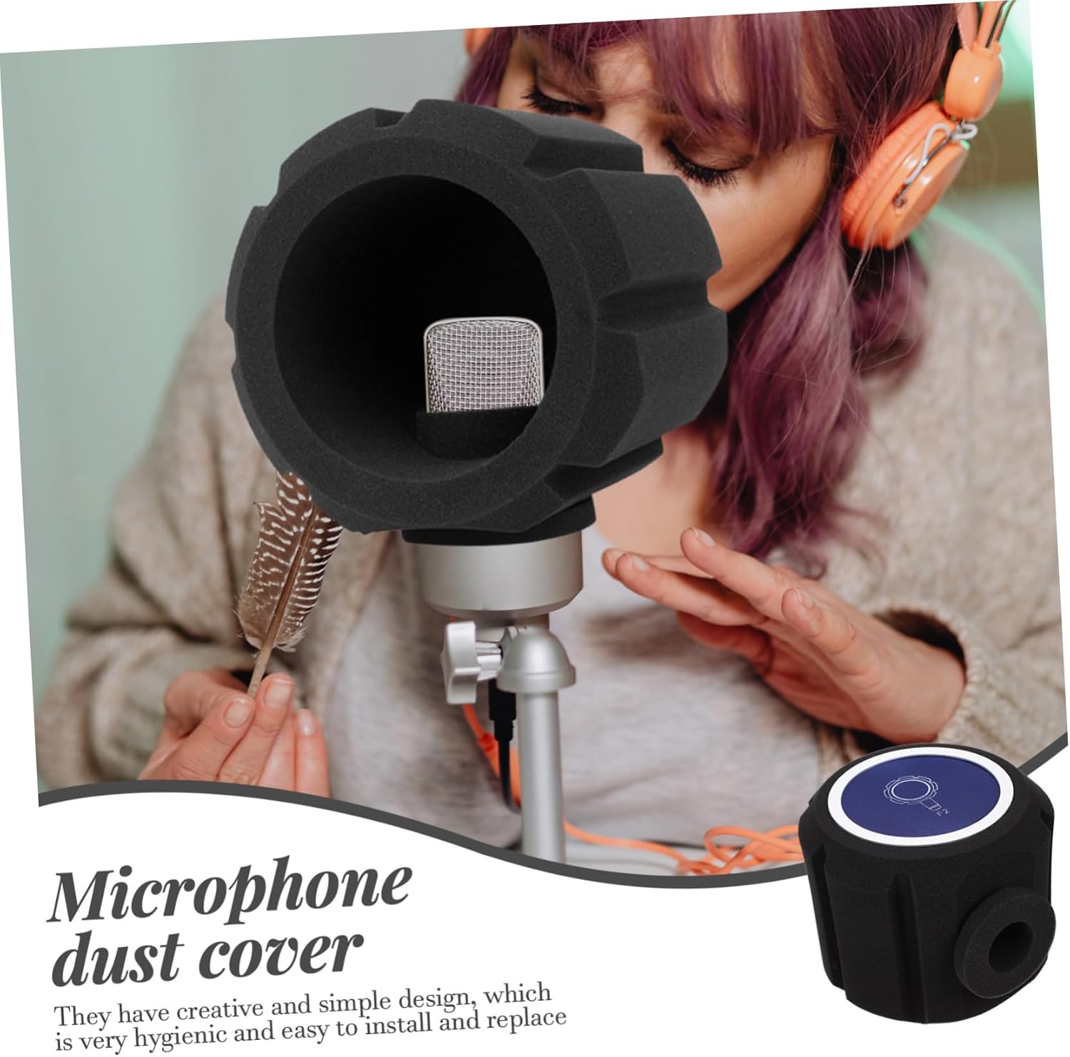 Kisangel Microphone Cover Protective Sponge Mic Sleeve for Live Streaming Breathable and Supple Material Reduces Wind Noise and Protects From Saliva and Dirt for Studio Recording and