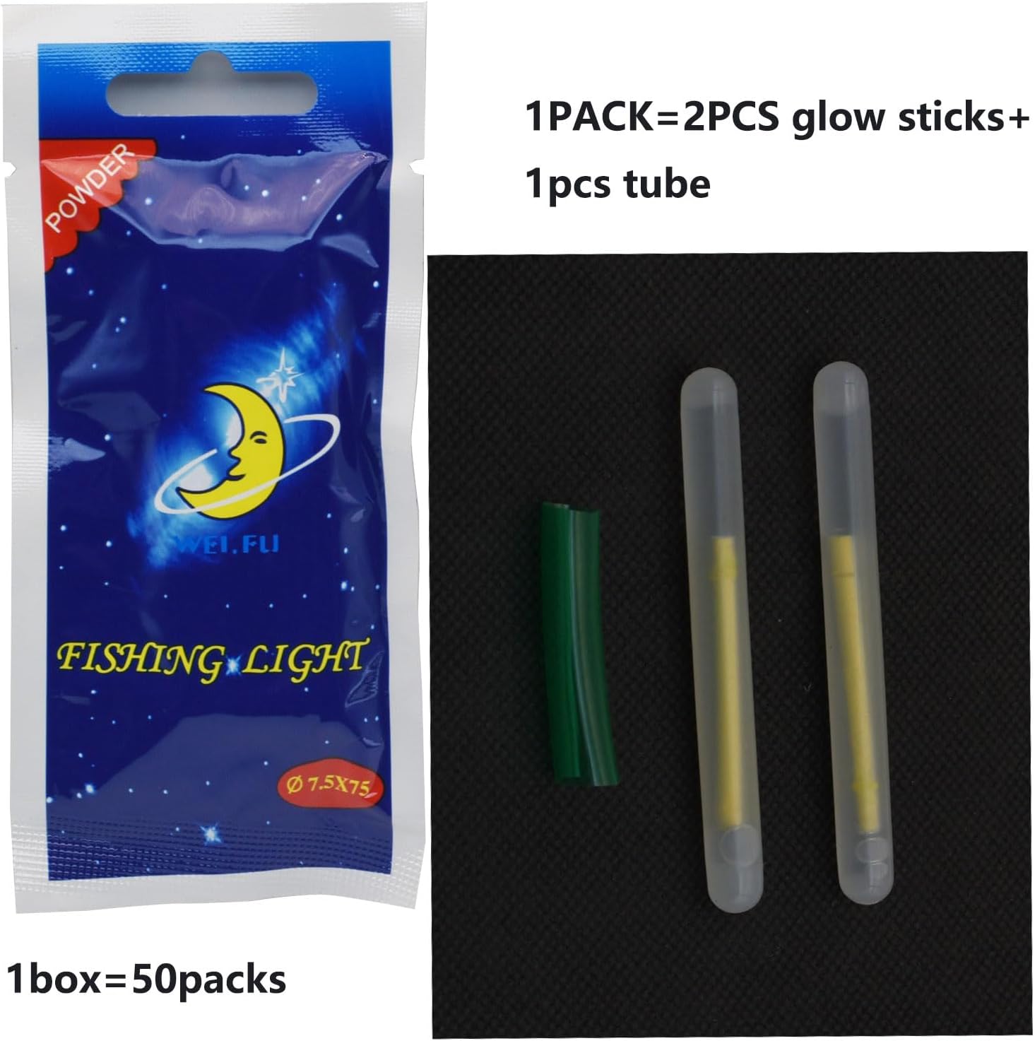 100pcs Fishing Glow Sticks Clip on Pole for Rod Tips and Slip Bobbers，Floats，Line，Underwater in Night/the Dark,1Inch 3.0mm×25mm，1.5Inch 4.5×39mm，2Inch 6.0×50mm，3Inch7.5×75mm