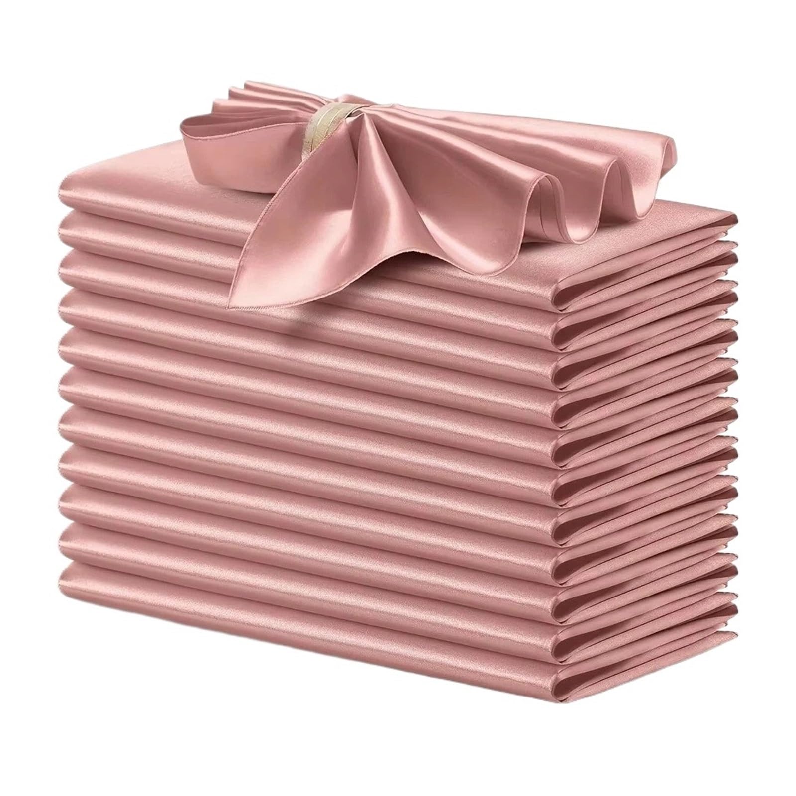 Satin Dinner Napkins 10pcs 30x30cm Silky Satin Napkin Smooth Solid Color Dinner Napkins Square Table Birthday Party Decor(Pink)