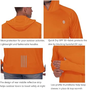 Fishing Shirts for Men Long Sleeve - Sun Protection SPF 50+ UV Tshirt Hoodies