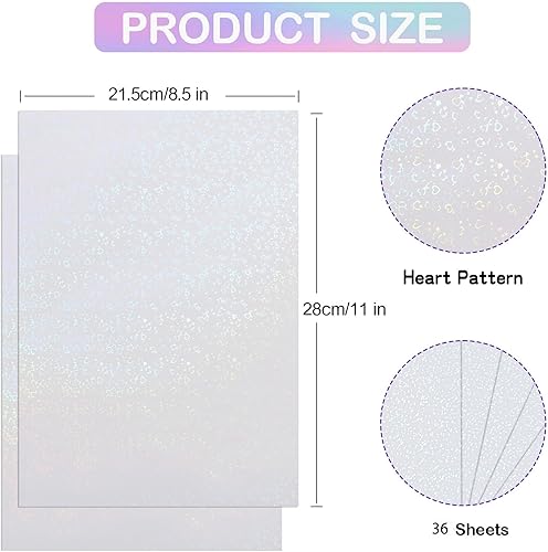 Miniatura 57 de 24 hojas laminadas holográficas transparentes holográficas, autoadhesivas, película de vinilo impermeable con purpurina transparente para papel