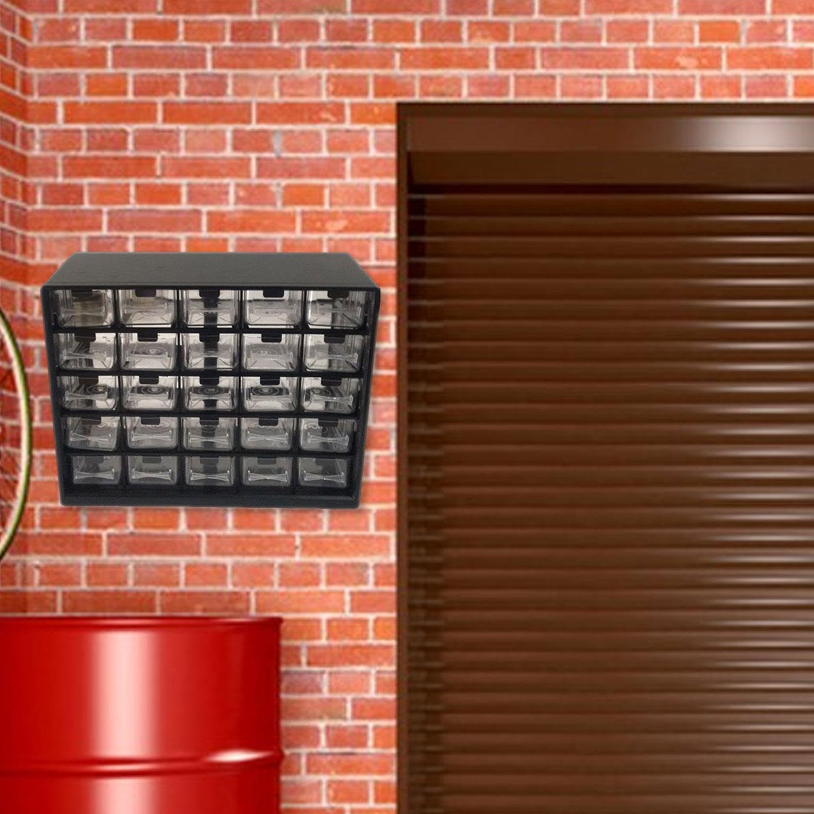 Gralara Organizador de Tornillos Gabinete de Almacenaje Caja con Compartimentos Material Resistente Adecuado para Taller Aula Despacho Habitación de Manualida, Negro, Individual