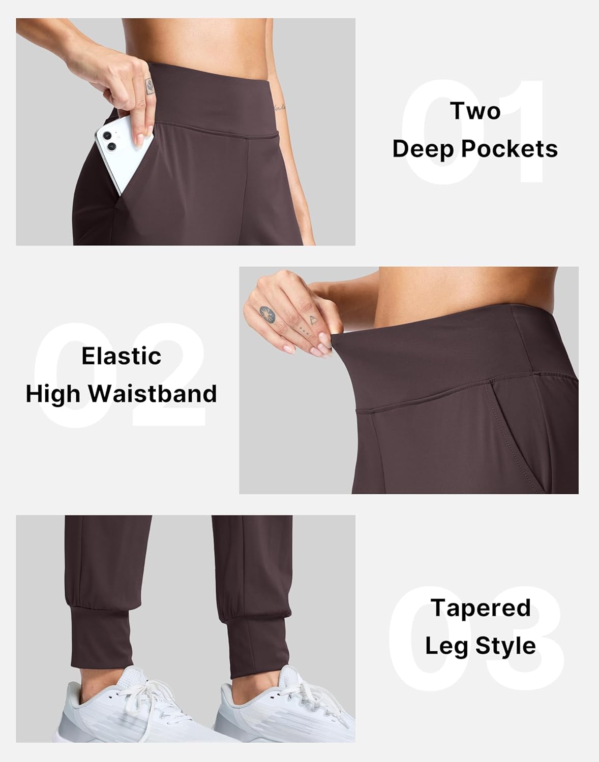 SANTINY Women's Joggers Pants with Pockets Lightweight High Waisted Athletic Gym Workout Pants for Women Yoga Travel - Image 4