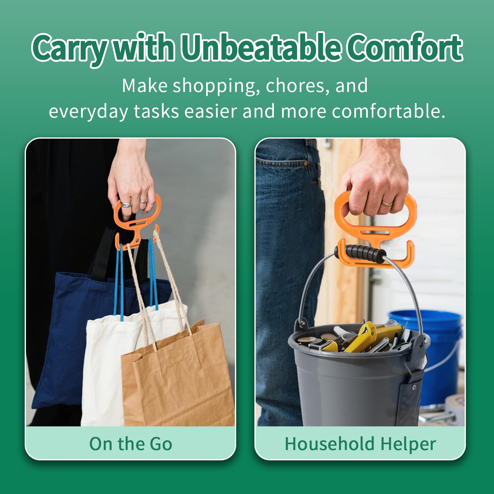 Paquete de 2 bolsas de comestibles, soporte resistente para bolsas de comestibles, cada uno soporta hasta 100 libras, agarre cómodo para llevar bolsas de compras, bolsas de comestibles, cubos