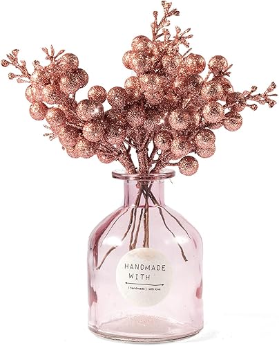 Vista 21 de Crafare Paquete de 24 tallos de bayas con purpurina de Navidad artificiales para relleno de árbol de Navidad, coronas, manualidades, decoración