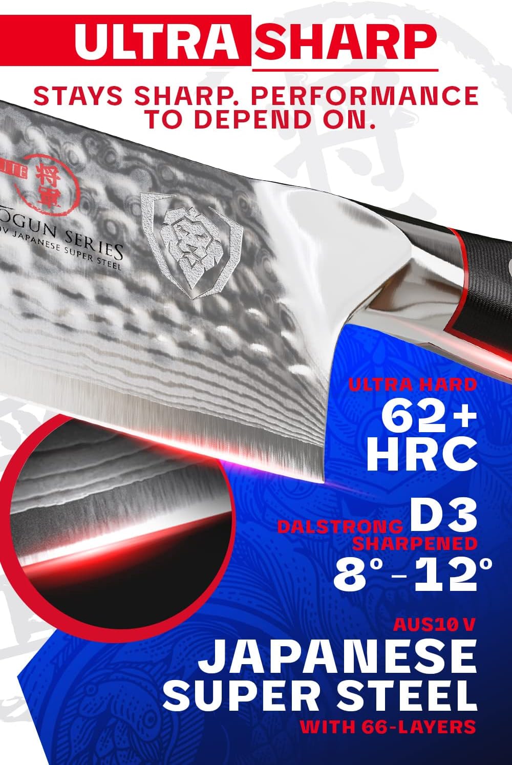 Dalstrong Knife Block Set - 5 Piece - Shogun Series ELITE - AUS-10V High-Carbon Japanese Super Steel - Black G10 Handles - Acacia Wood Stand - Kitchen Knife Set - Cutlery Set: Home & Kitchen