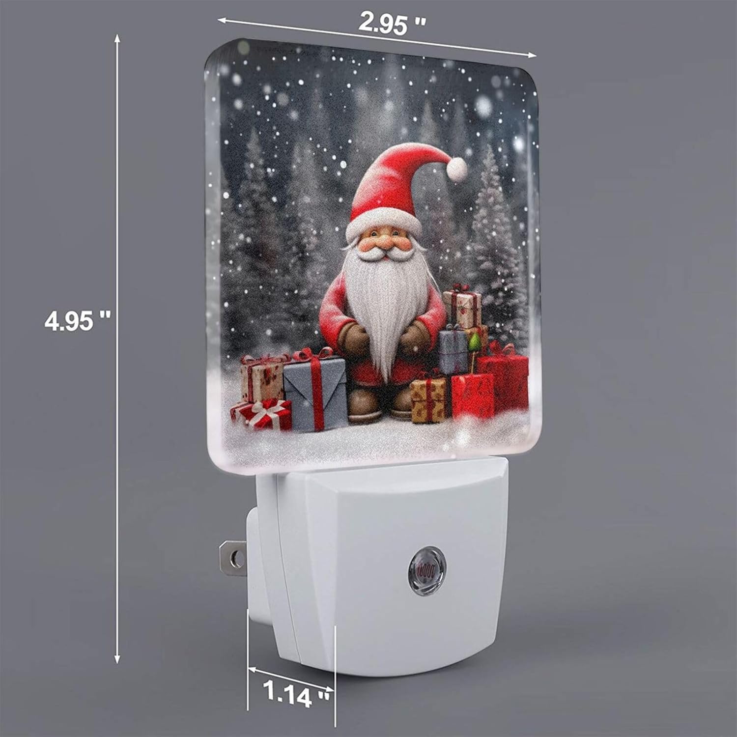 Winter Christmas Gnome Xmas Gifts Night Light Set of 2 Plug-in Led Indoor Nightlights Auto Dusk-to-Dawn Sensor Lamp for Bedroom Bathroom Kitchen Hallway Stairs Decorations