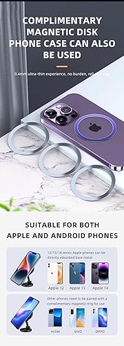 Miniatura 6 de Soporte magnético para teléfono de aleación de automóvil plegable y magnético 8 imanes súper fuertes Rotación de 360, soporte magnético para