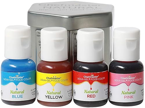 Chefmaster - Kit de colorante natural para alimentos en gel de lika - Colorante natural para alimentos en gel - Paquete de 4 unidades - Ingredientes