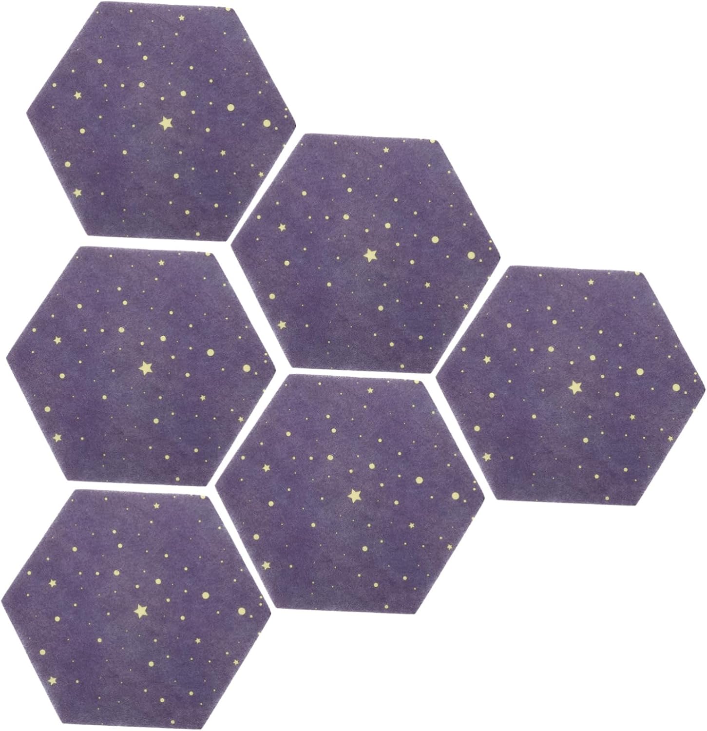 6pcs Hexagon Felt Boards Tiles Blue Self-Adhesive Pin Memo Bulletin Boards for Wall Decoration Home Office Classroom Display Cork Tack