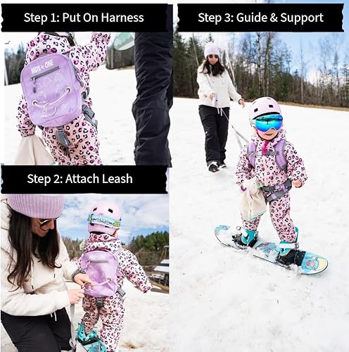 Miniatura 2 de MDXONE Arnés de snowboard para niños con correa retráctil y amortiguadores y arnés de asiento extraíble