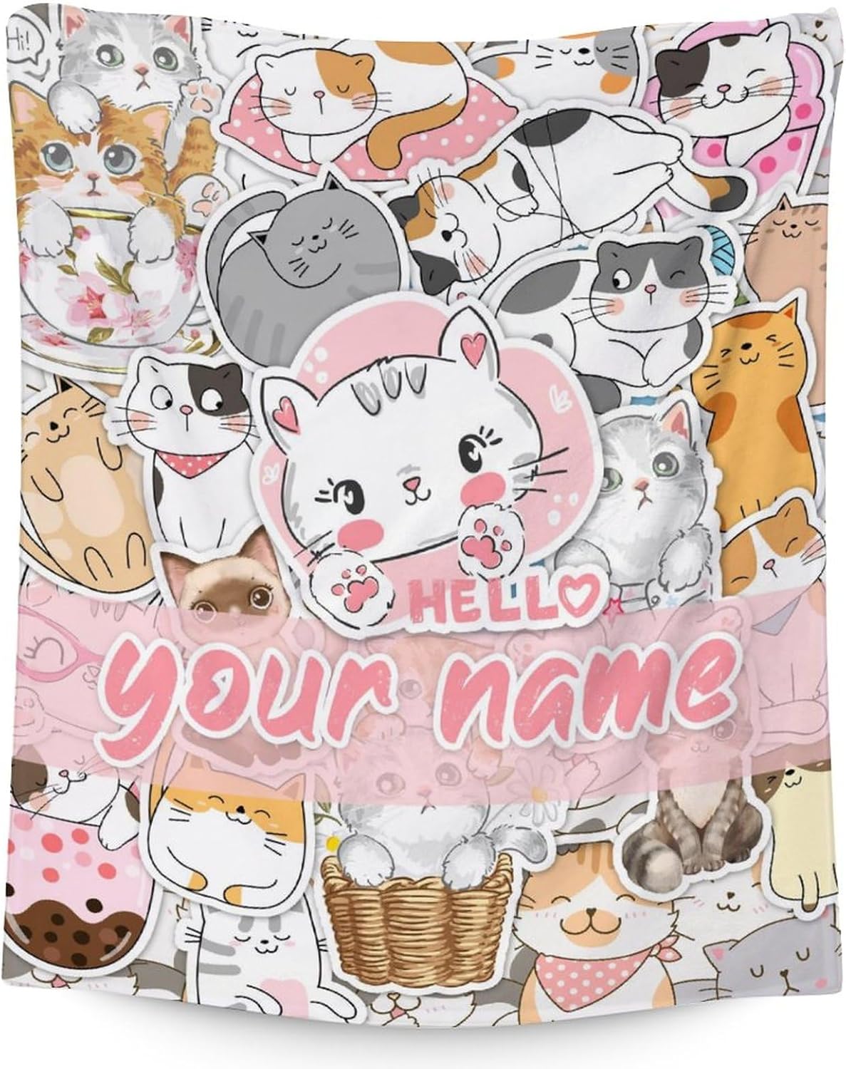 Personalized Cat Blanket with Name for Cat Lovers Soft