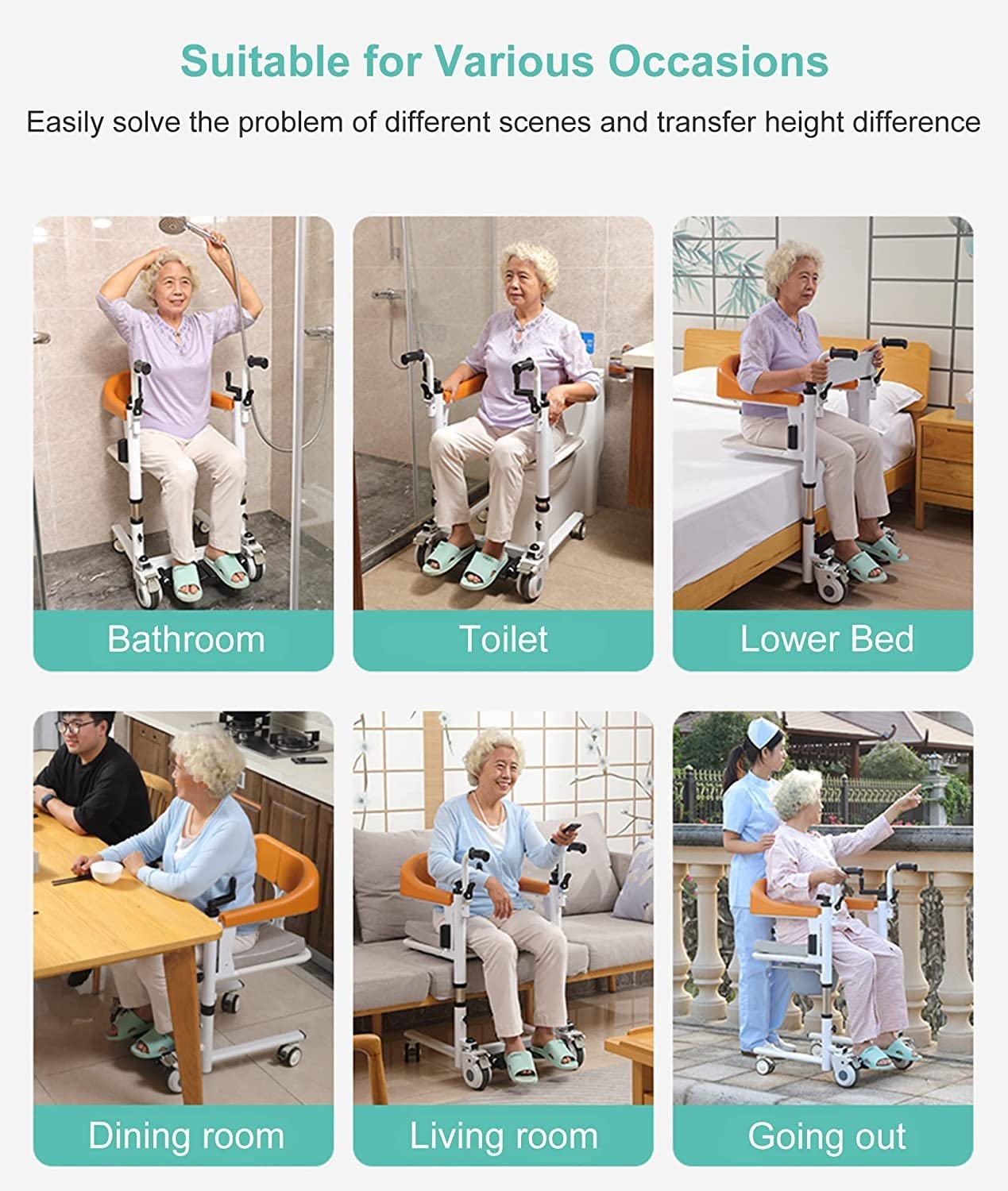 Elevador De Silla De Ruedas, Gruas para Personas Mayores, Baño Sillas De Ruedas, Altura Ajustable Silla De Ruedas De Transferencia para Ancianos Paralíticos