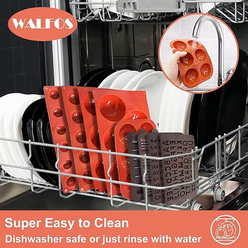 Miniatura 56 de Walfos Molde de silicona para letras y números de chocolate, molde antiadherente para chocolate, hecho de silicona de grado alimenticio, sin BPA, 2