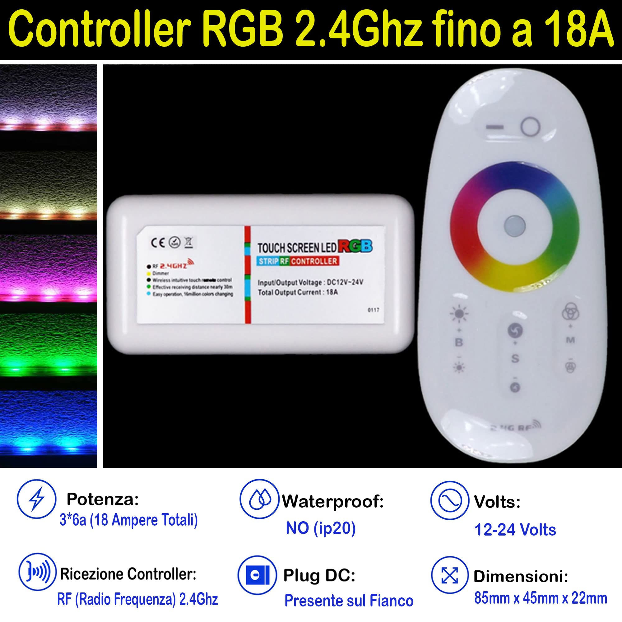 Kit da 10 metri (2 Bobine+1 trasformatore da 300w +1Controller) RGB, 1200Led, 240Watt, 20.000 Lumen 24V RGB. Striscia Led Strip ip20