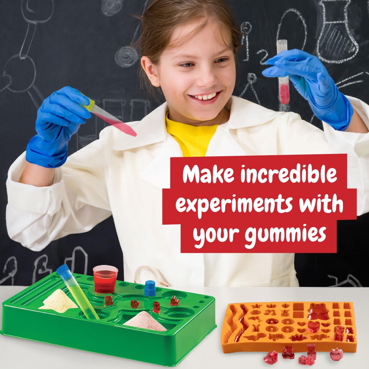 Science4you Gummy Sweets Lab – Candy Making Kit to Make Your own Sweets for Kids & Gummies in 19 Different Shapes Including Giant Bear Gummies - Sweet Gift Box for Kids Age 8 9 10 11+