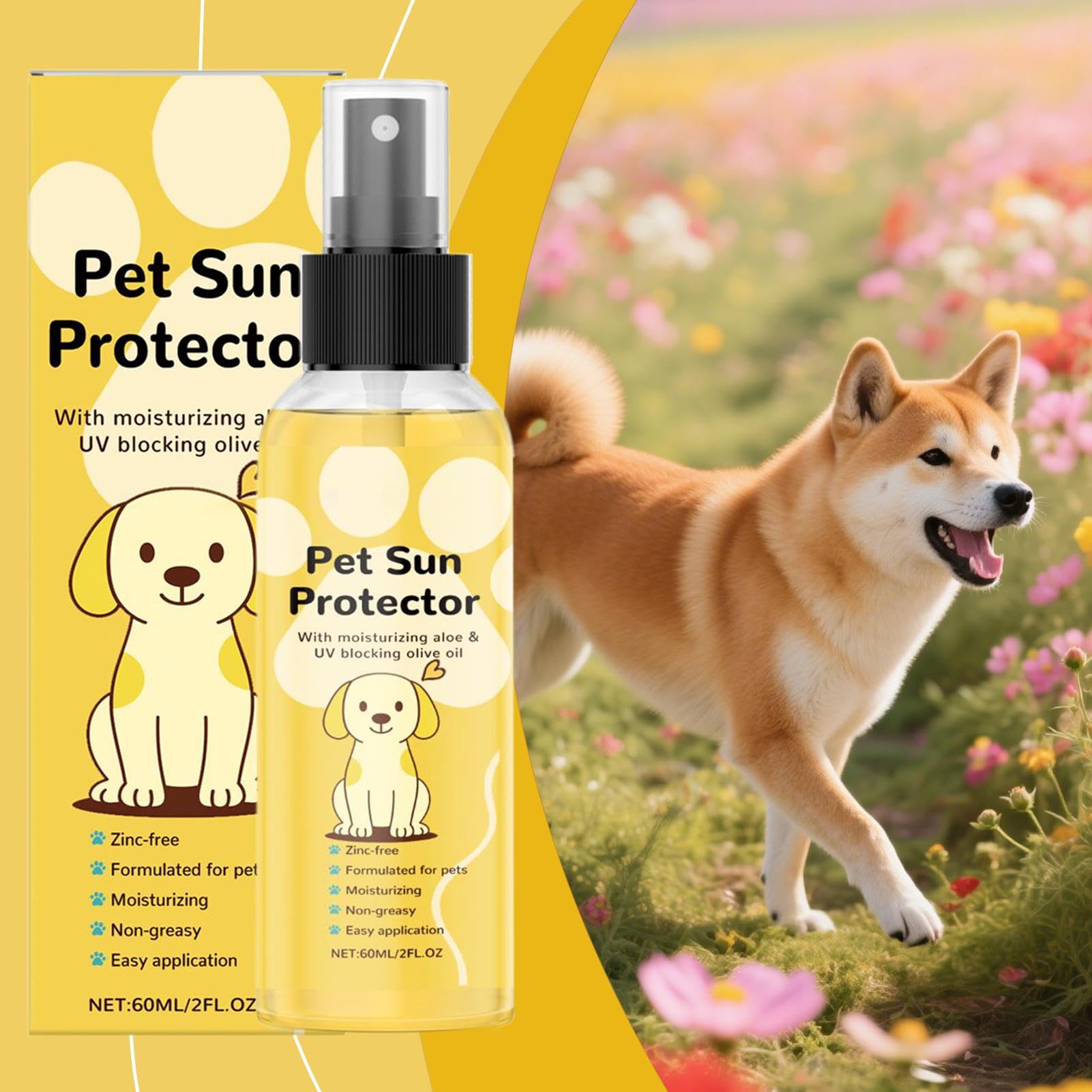 Solare per Cani Spray di Protezione Solare Naturale Idratante per Animali Domestici Forniture per Gatti attività all'aperto Giorni Caldi