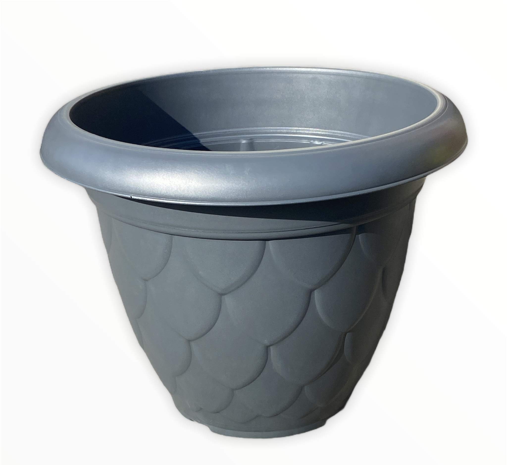 Tamersgifts Plastic Round Planter 31cm, 35.5cm, 41cm, 46cm, 51cm Plant Pots - 3 Colours (Grey, 46cm Round x 35cm Height)