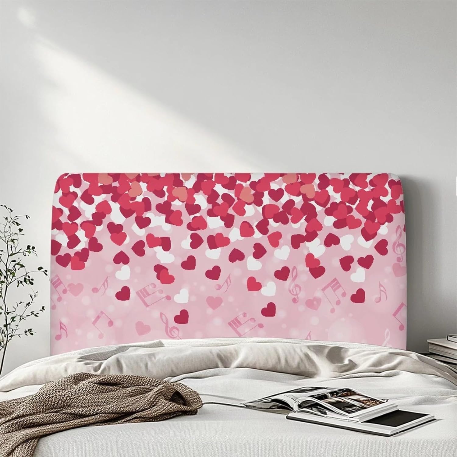 Heart Pattern Headboard Cover,Bed Headboard Cover for Queen,King Size Bed Headboard Slipcover,Modern Headboard Dustproof Protector