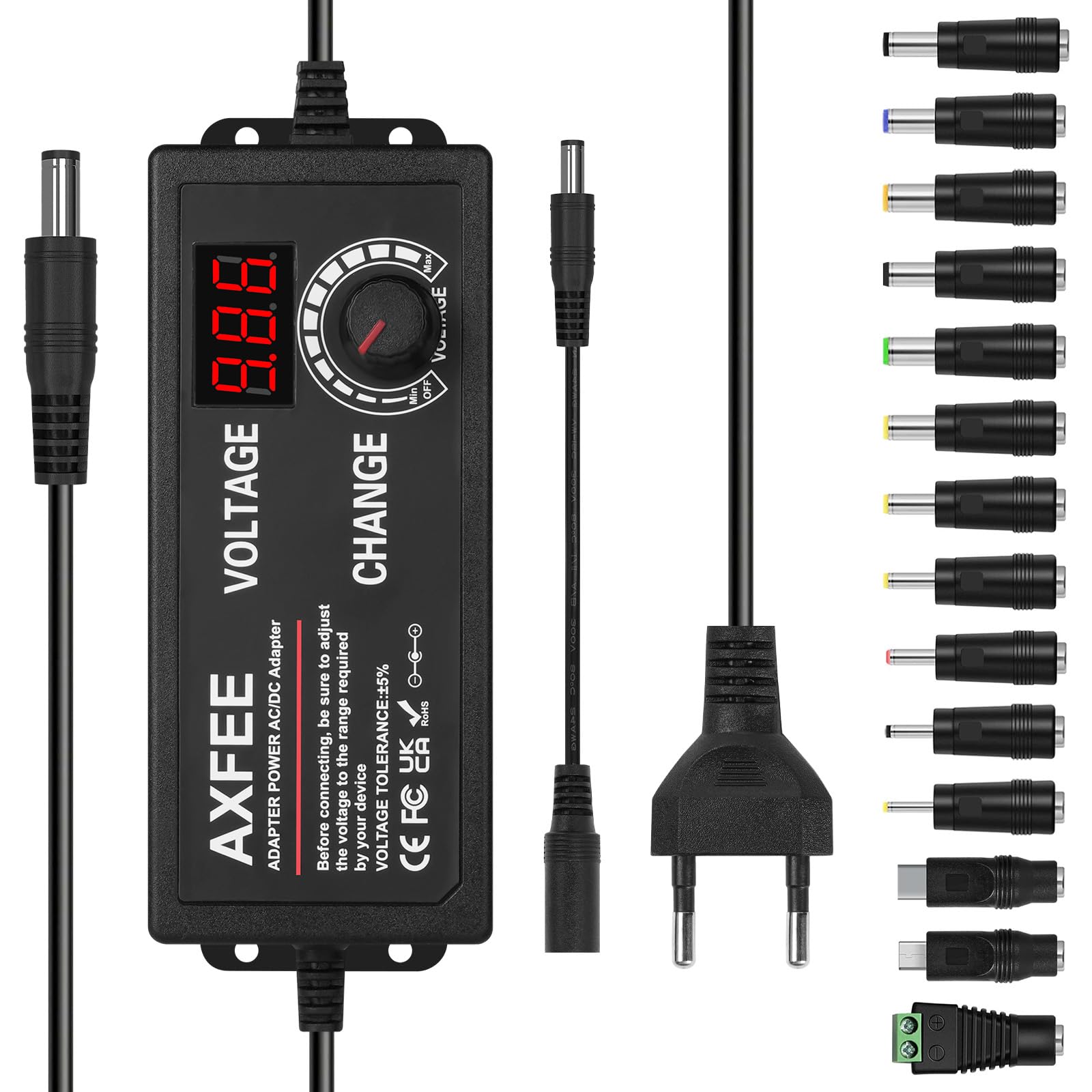 Chargeur Universel 0-24V r&eacute;glable avec 12 Embouts