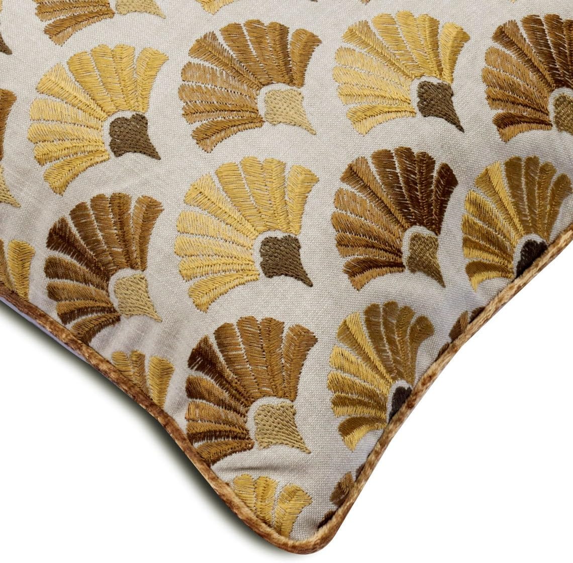 The HomeCentric Cushion Cover for Chair, Decorative Beige 14"x14" (35x35 cm) Throw Pillows for Couch, Cotton Embroidery Cushion Cover, Floral Pattern Art Deco Easter - Autumn Flourish