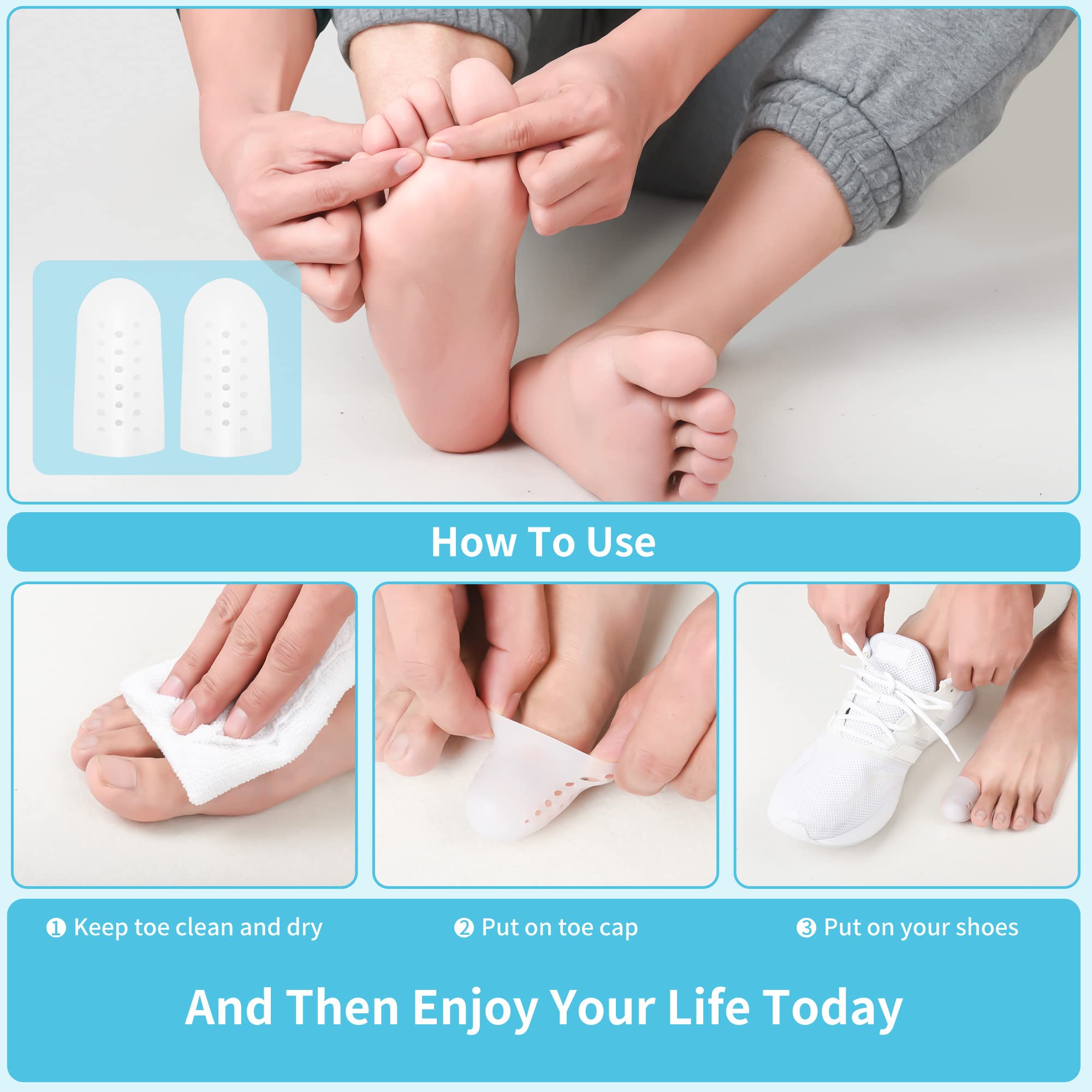 Big Toe Protector - Puntali traspiranti con fori, confezione da 8 protezioni per dita in gel per prevenire il dolore di calli e vesciche, calli, martelletti, dita dei piedi e calli