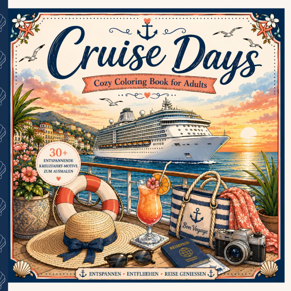 Cruise Days: Cozy Coloring Book for Adults