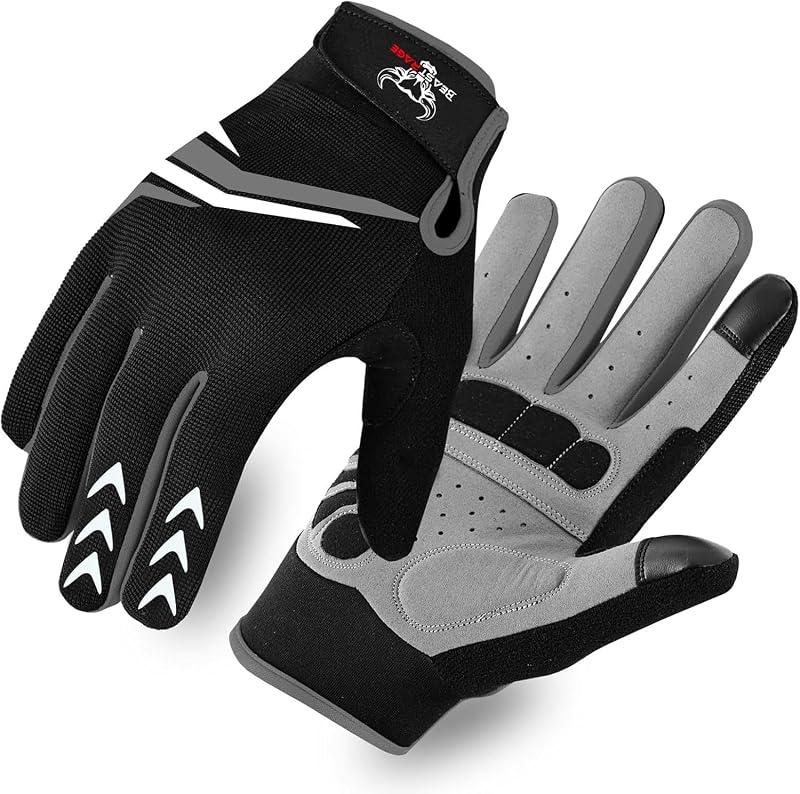 Guantes de ciclismo con dedos completos con acolchado para hombres y mujeres, antideslizantes, amortiguadores, transpirables, guantes de bicicleta de montaña con pantalla táctil para BMX, MTB, carreras de carretera, bicicleta