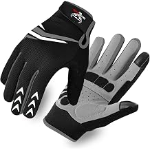 Full Finger Cycling Gloves with Padding for Men Women, Anti-Slip, Shock Absorbing, Breathable, Touchscreen Mountain Bike Gloves for BMX, MTB Riding, Road Racing, Bicycle