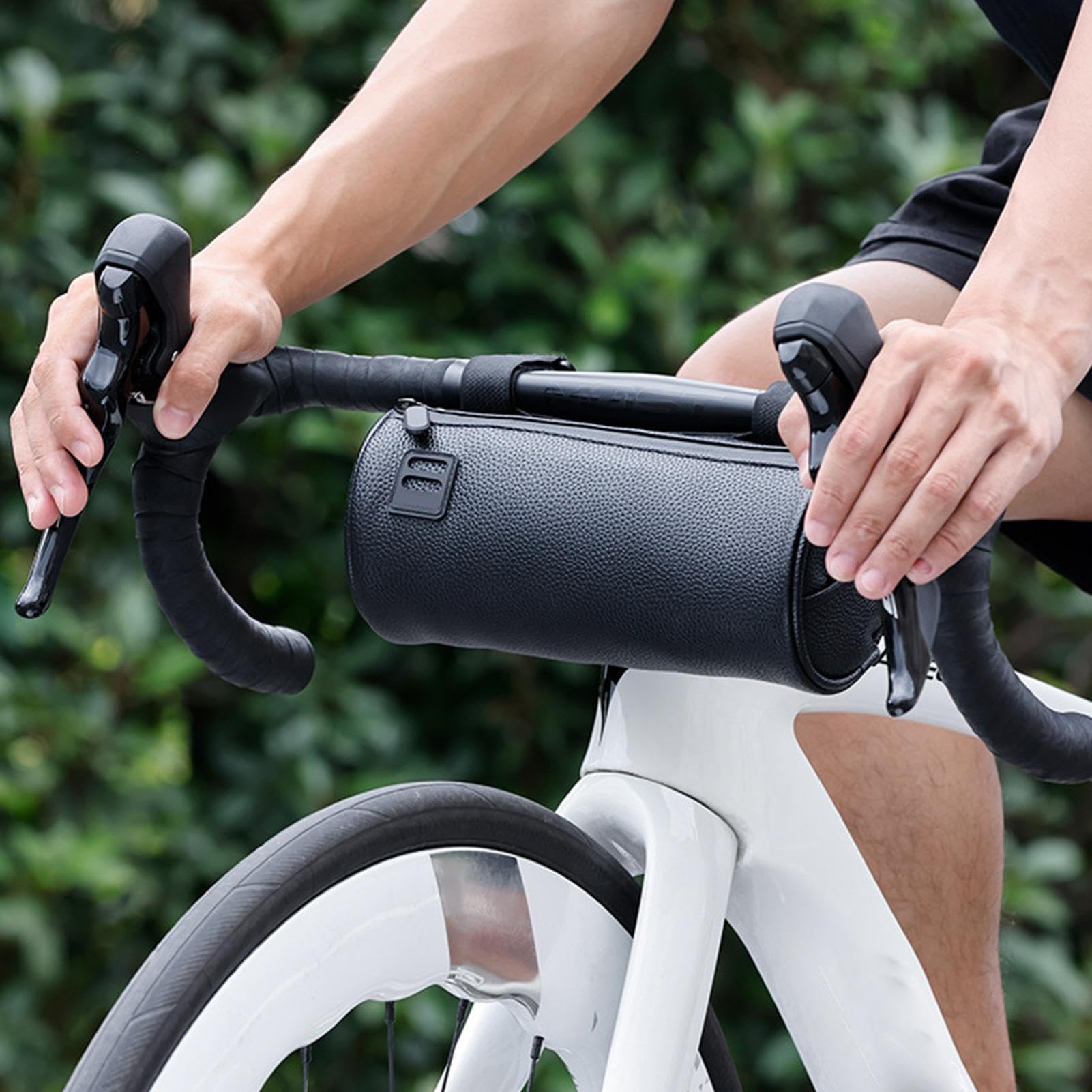 Torba na kierownicę – wodoodporne akcesoria rowerowe ze skóry PU, 1,8 l, uchwyt na kierownicę rowerową z zamkiem błyskawicznym, idealny do dojazdów do jazdy po ulicy, górach, do jazdy elektrycznej