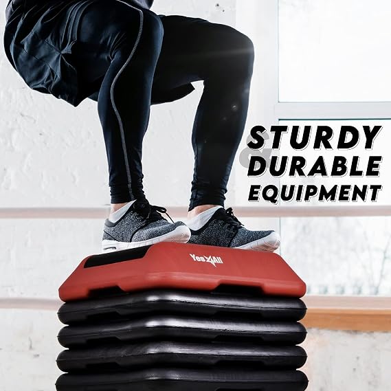 Yes4All Aerobic Stepper Exercise Steps with 3 Adjustable Height 10cm 15cm 20cm Step Platform – Fitness Stepper for Home & Gym, Aerobics, Cardio, Weights, Yoga