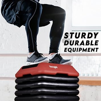 Yes4All Aerobic Stepper Exercise Steps with 3 Adjustable Height 10cm 15cm 20cm Step Platform – Fitness Stepper for Home & Gym, Aerobics, Cardio, Weights, Yoga